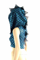 Turquoise Dragon Zipper Front Crop Top - Coquetry Clothing