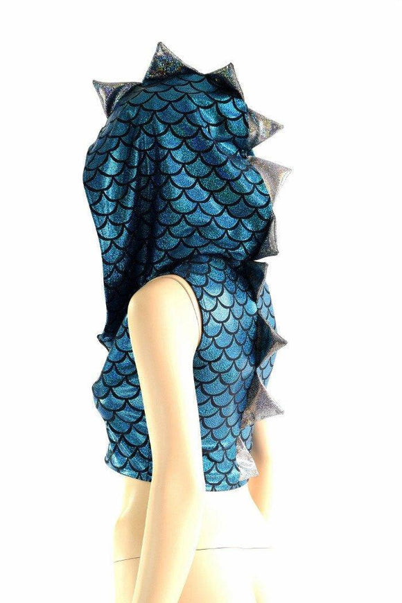 Turquoise Dragon Zipper Front Crop Top - Coquetry Clothing