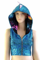 Turquoise Dragon Zipper Front Crop Top - Coquetry Clothing