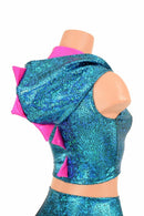 Turquoise Dragon Zippered Crop Top - Coquetry Clothing