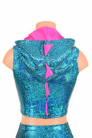 Turquoise Dragon Zippered Crop Top - Coquetry Clothing