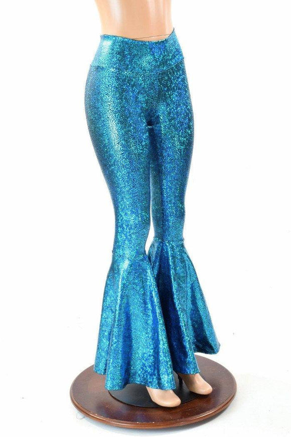 Turquoise High Waist Bell Bottom Flares - Coquetry Clothing