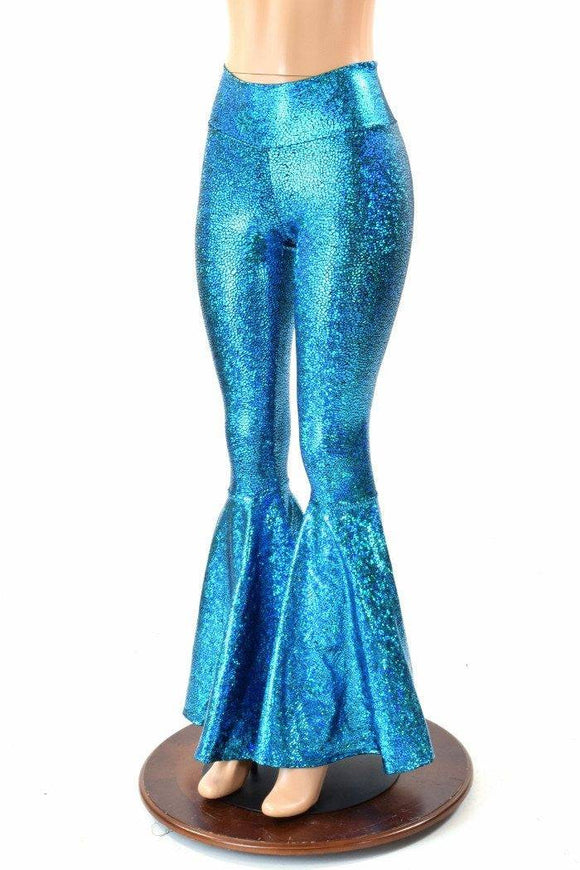 Turquoise High Waist Bell Bottom Flares - Coquetry Clothing