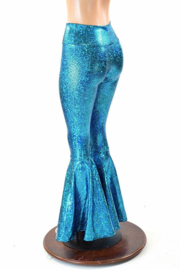 Turquoise High Waist Bell Bottom Flares - Coquetry Clothing
