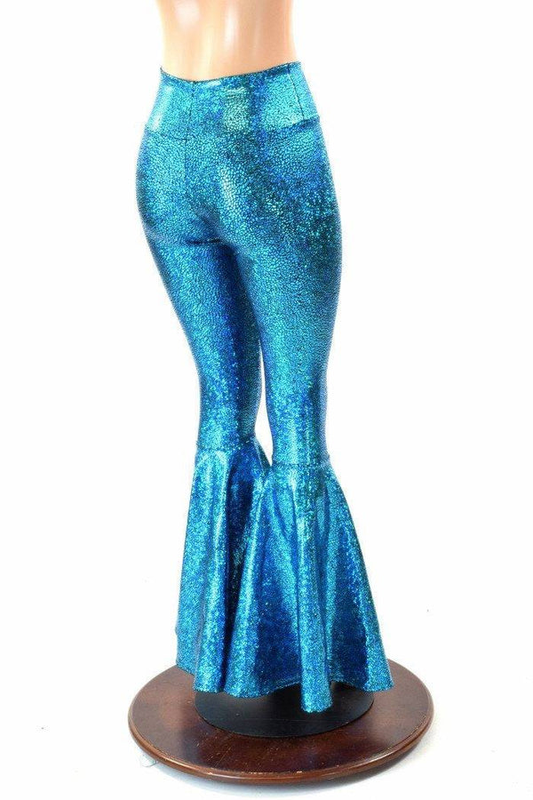 Turquoise High Waist Bell Bottom Flares - 4