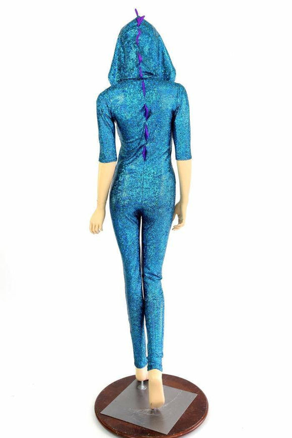 Turquoise Holo Dragon Catsuit - Coquetry Clothing