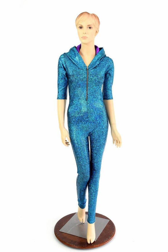 Turquoise Holo Dragon Catsuit - Coquetry Clothing