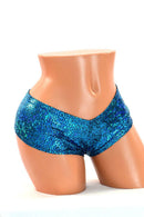 Turquoise Holographic Cheeky Shorts - Coquetry Clothing