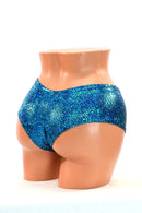 Turquoise Holographic Cheeky Shorts - Coquetry Clothing