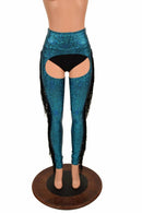 Turquoise Holographic Fringe Chaps - Coquetry Clothing