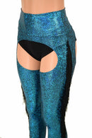Turquoise Holographic Fringe Chaps - Coquetry Clothing