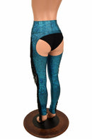 Turquoise Holographic Fringe Chaps - Coquetry Clothing