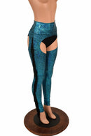 Turquoise Holographic Fringe Chaps - Coquetry Clothing
