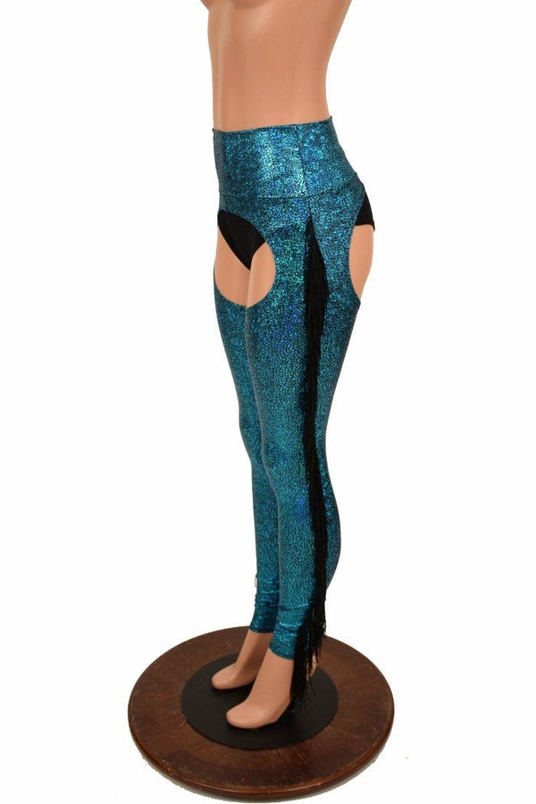 Turquoise Holographic Fringe Chaps - 4