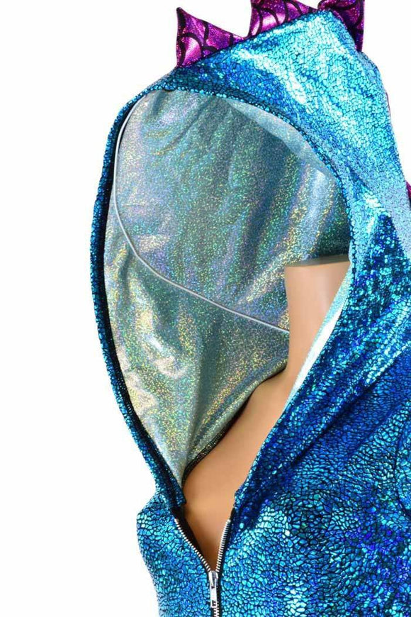 Turquoise Holographic Romper - Coquetry Clothing