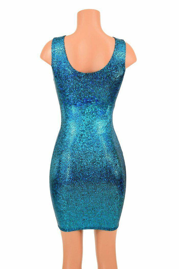 Turquoise Holographic Tank Dress - Coquetry Clothing