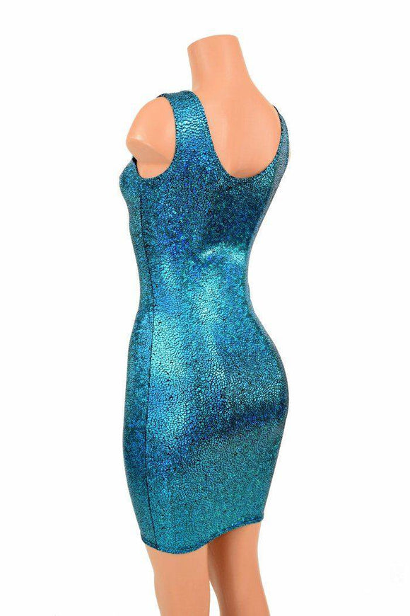 Turquoise Holographic Tank Dress - Coquetry Clothing
