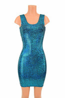 Turquoise Holographic Tank Dress - Coquetry Clothing