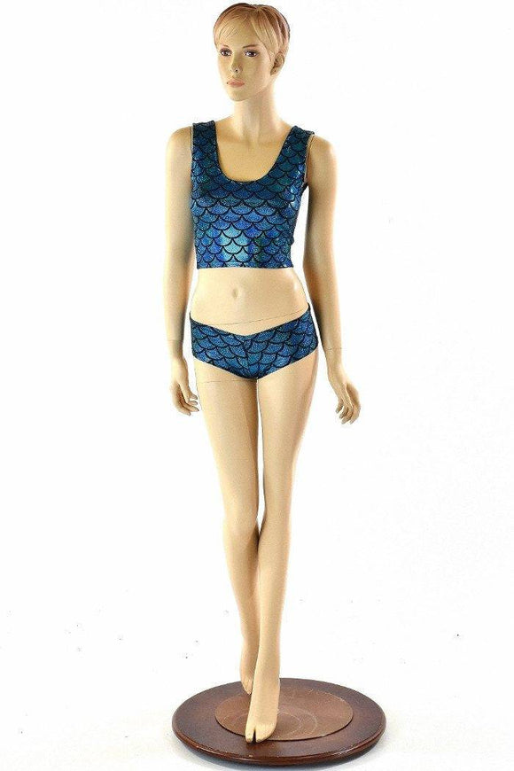 Turquoise Mermaid Crop & Cheeky Set - Coquetry Clothing