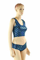 Turquoise Mermaid Crop & Cheeky Set - Coquetry Clothing