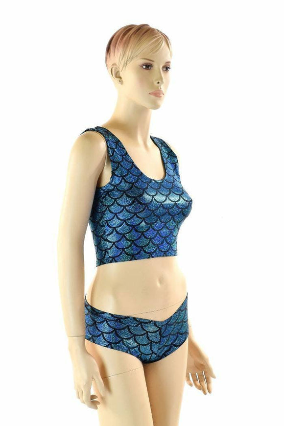 Turquoise Mermaid Crop & Cheeky Set - Coquetry Clothing