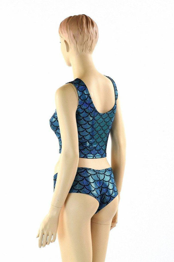 Turquoise Mermaid Crop & Cheeky Set - Coquetry Clothing