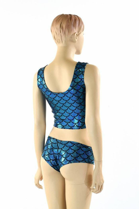 Turquoise Mermaid Crop & Cheeky Set - Coquetry Clothing