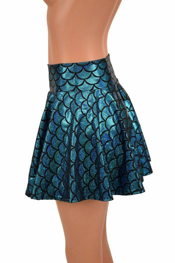 Turquoise Mermaid Mini Rave Skirt - Coquetry Clothing