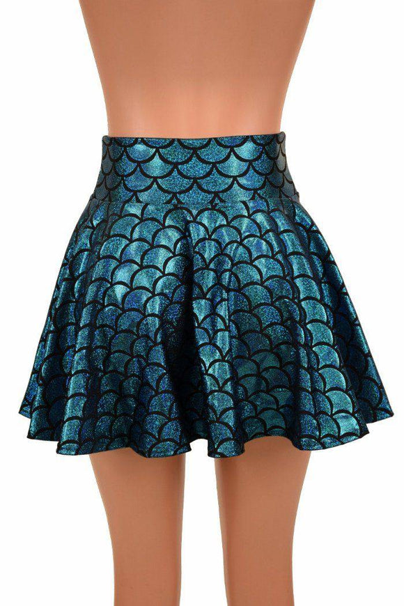Turquoise Mermaid Mini Rave Skirt - Coquetry Clothing