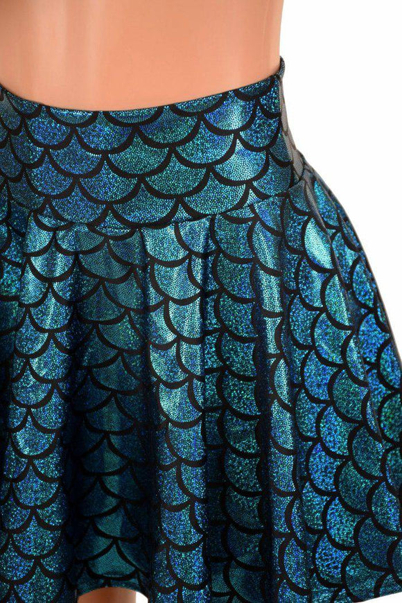 Turquoise Mermaid Mini Rave Skirt - Coquetry Clothing