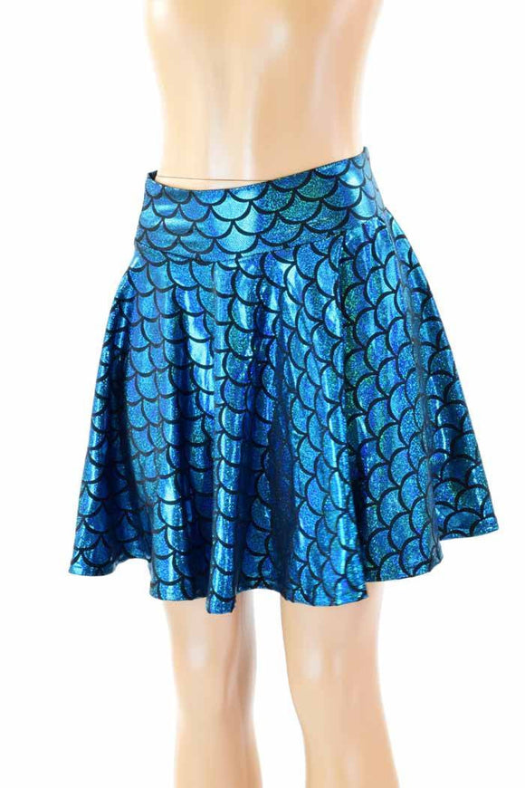 Turquoise Mermaid Skater Skirt - Coquetry Clothing