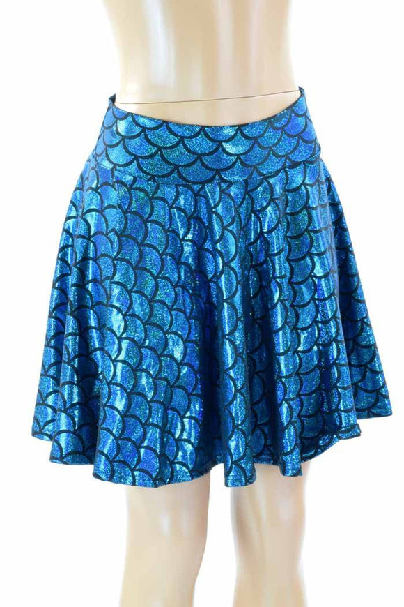 Turquoise Mermaid Skater Skirt - Coquetry Clothing
