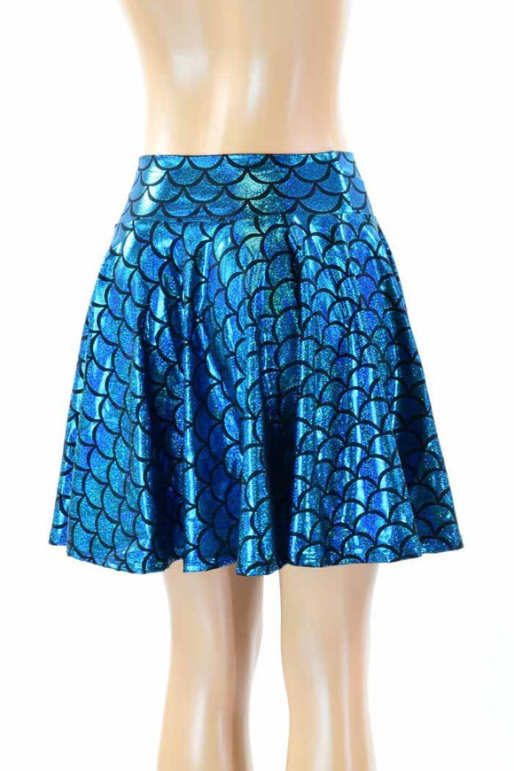 Turquoise Mermaid Skater Skirt - Coquetry Clothing