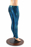 Turquoise Mid Rise Mermaid Leggings - Coquetry Clothing