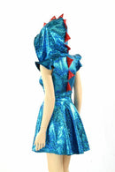 Turquoise & Red Dragon Spiked Skater Dress - Coquetry Clothing