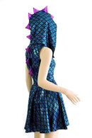 Turquoise Scale Zipper Front Skater Dress - Coquetry Clothing
