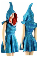 Turquoise Sexy Shark Skater Dress - 1