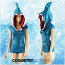 Turquoise Shark Hoodie Romper - Coquetry Clothing