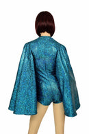 Turquoise V Neck Fan Sleeve Romper - Coquetry Clothing
