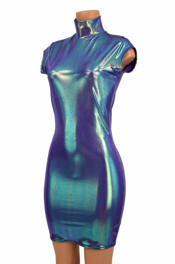 Turtle Neck Mini Cap Sleeve Dress - Coquetry Clothing