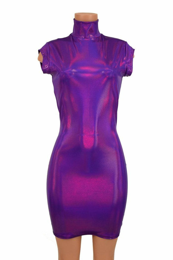 Turtle Neck Mini Cap Sleeve Dress - Coquetry Clothing