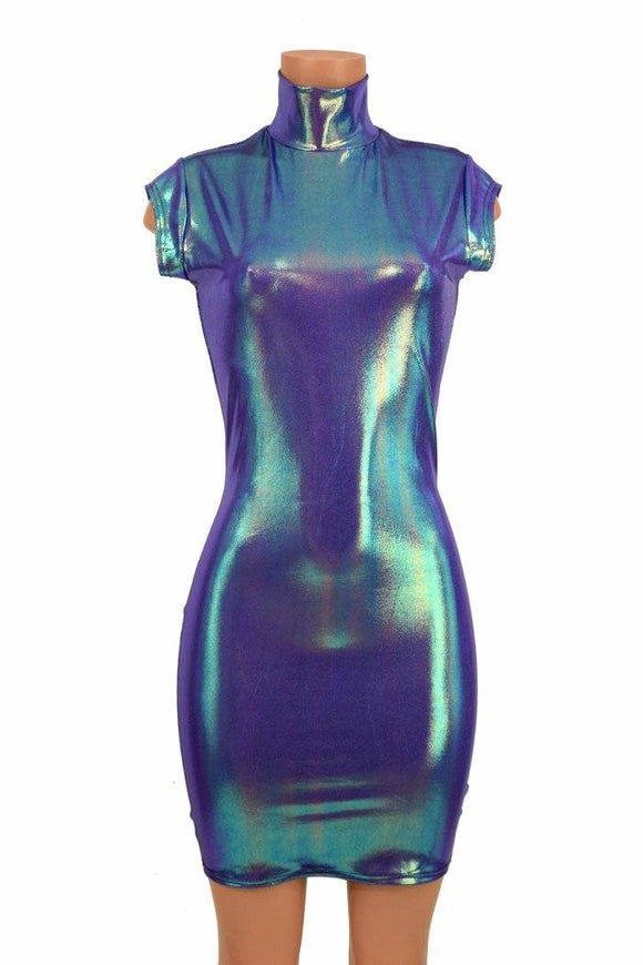 Turtle Neck Mini Cap Sleeve Dress - Coquetry Clothing