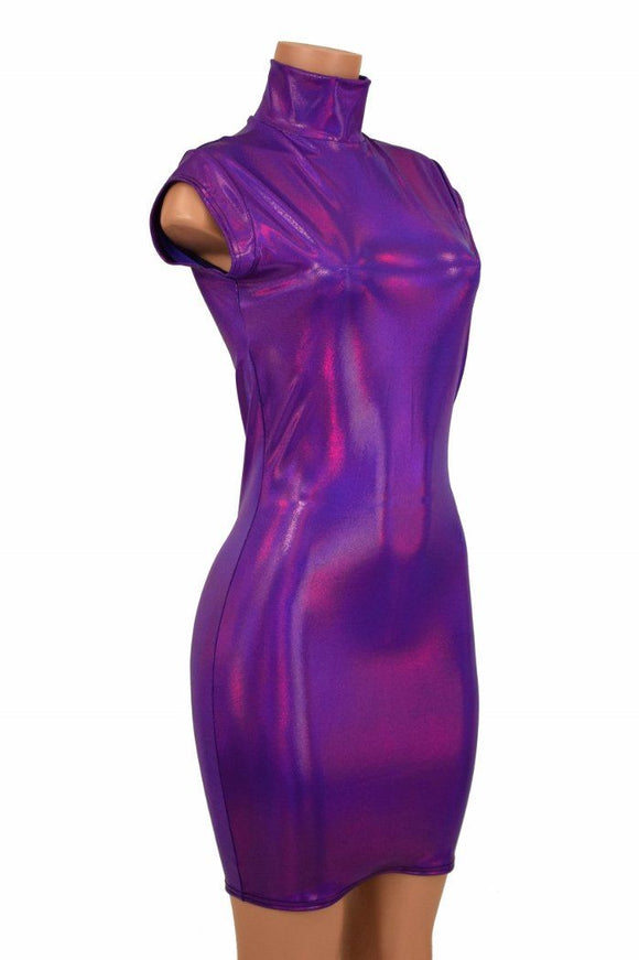Turtle Neck Mini Cap Sleeve Dress - Coquetry Clothing