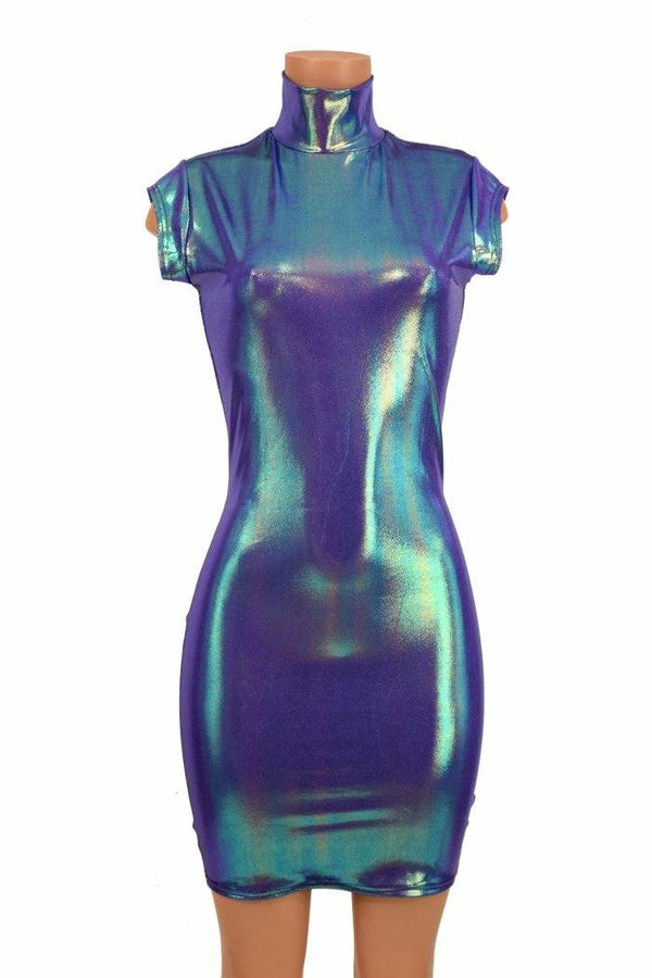 Turtle Neck Mini Cap Sleeve Dress - 2