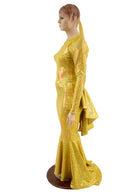 Tuxedo Back Mega Sharp Shoulder Puddle Train Gown - Coquetry Clothing