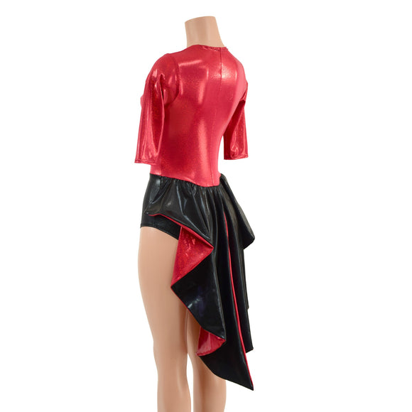 Tuxedo Back Red and Black Romper - Coquetry Clothing