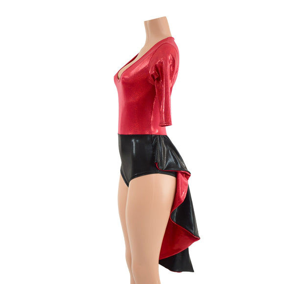 Tuxedo Back Red and Black Romper - Coquetry Clothing