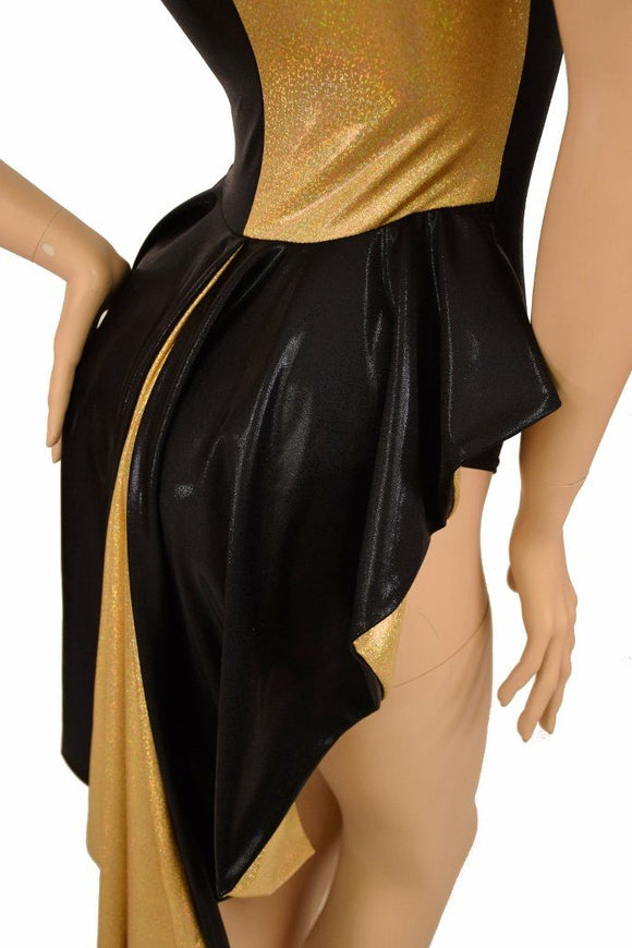 Tuxedo Ruffle Rump Color Split Romper - Coquetry Clothing