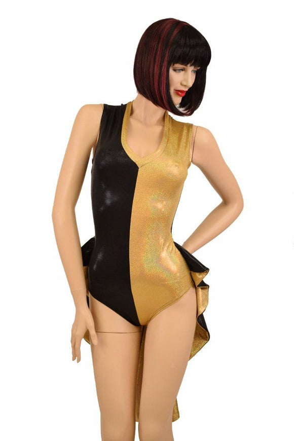 Tuxedo Ruffle Rump Color Split Romper - Coquetry Clothing