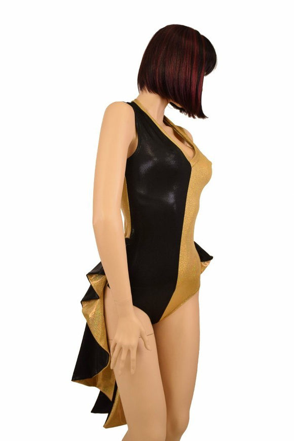 Tuxedo Ruffle Rump Color Split Romper - Coquetry Clothing